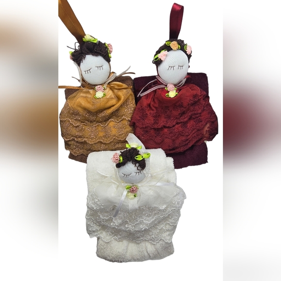 Towel and ring set cotton in burgundy color - Picture 1 of 5